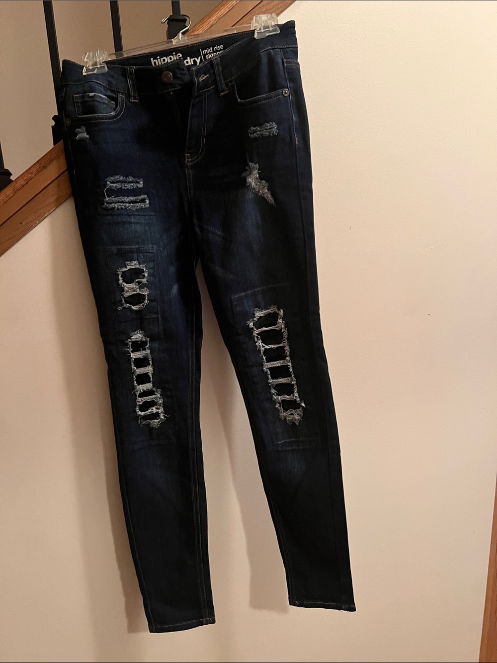 hippie laundry Dark Wash Distressed Skinny Jeans